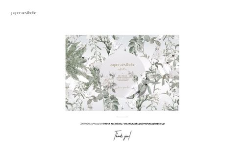 Flat canvas pouch with fabric zipper pull featuring a botanical leaf and fern pattern, shown in front view on white background.