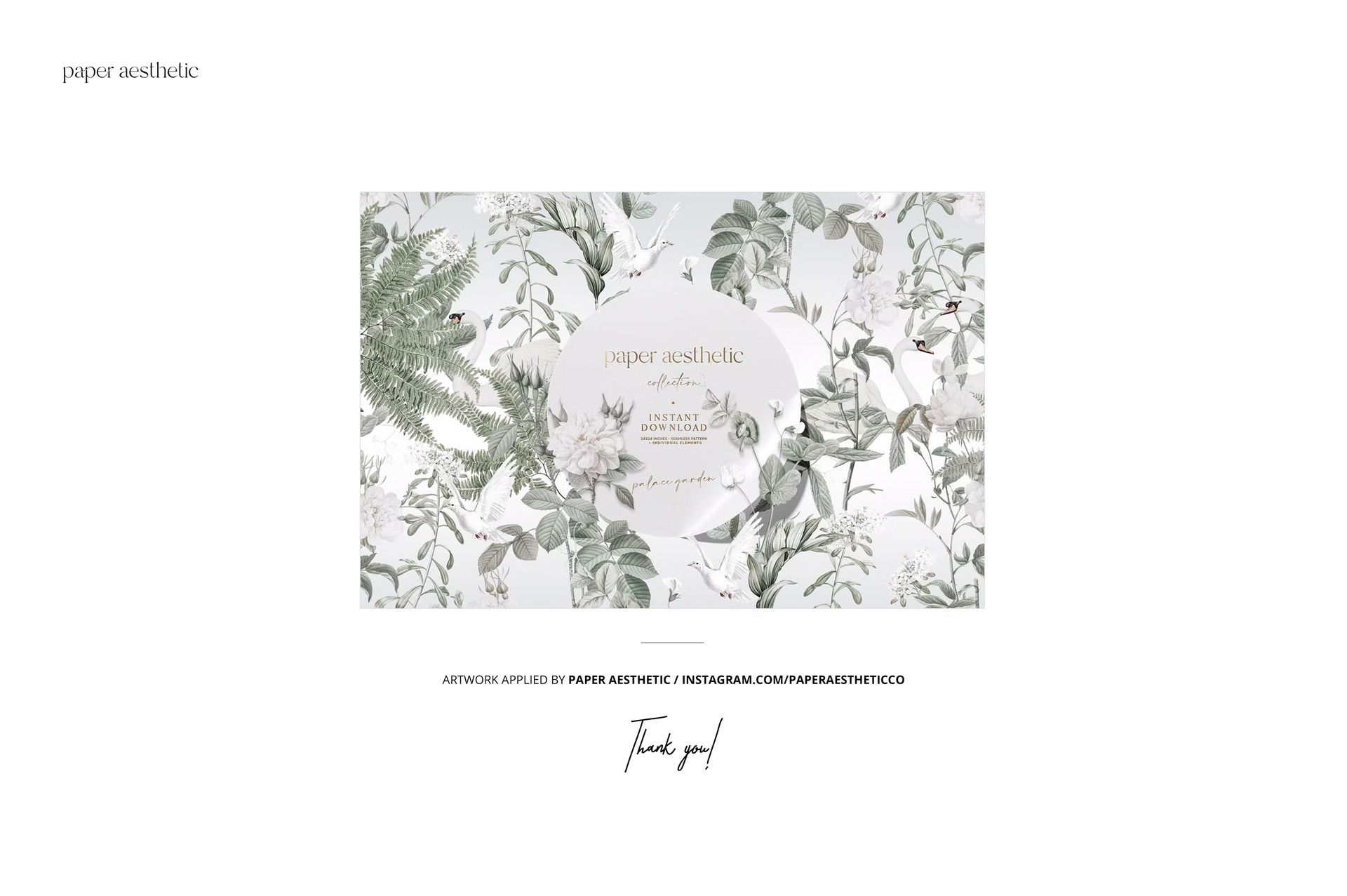 Flat canvas pouch with fabric zipper pull featuring a botanical leaf and fern pattern, shown in front view on white background.