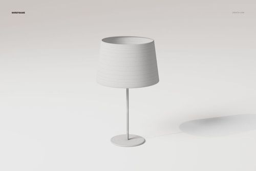 Cylindrical shade desk lamp with a wireframe texture, shown from a front angle on a plain white background.