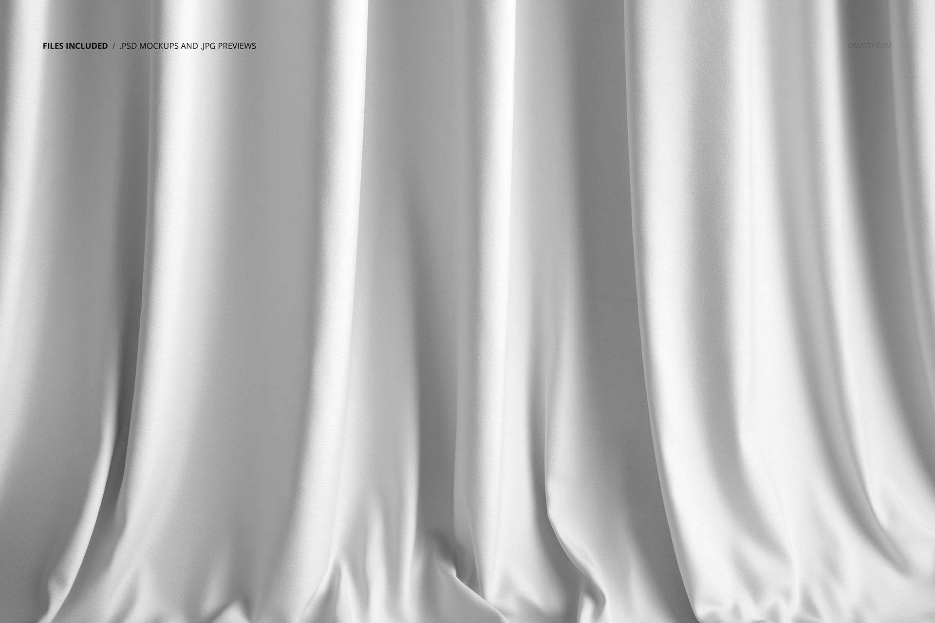Front view of white velvet fabric with soft folds and draping, shown as a fabric mockup with smooth texture.