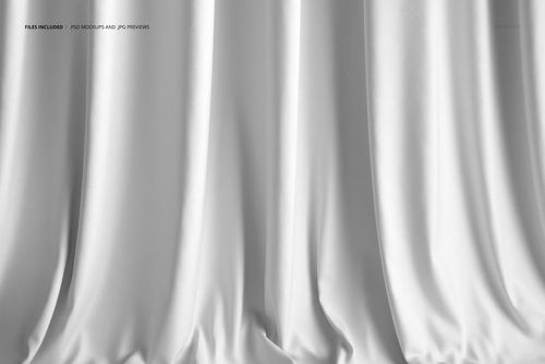 Front view of white velvet fabric with soft folds and draping, shown as a fabric mockup with smooth texture.