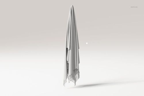 Wall-hanging fringe blanket in solid light gray, suspended vertically with fringed edges, minimal background.