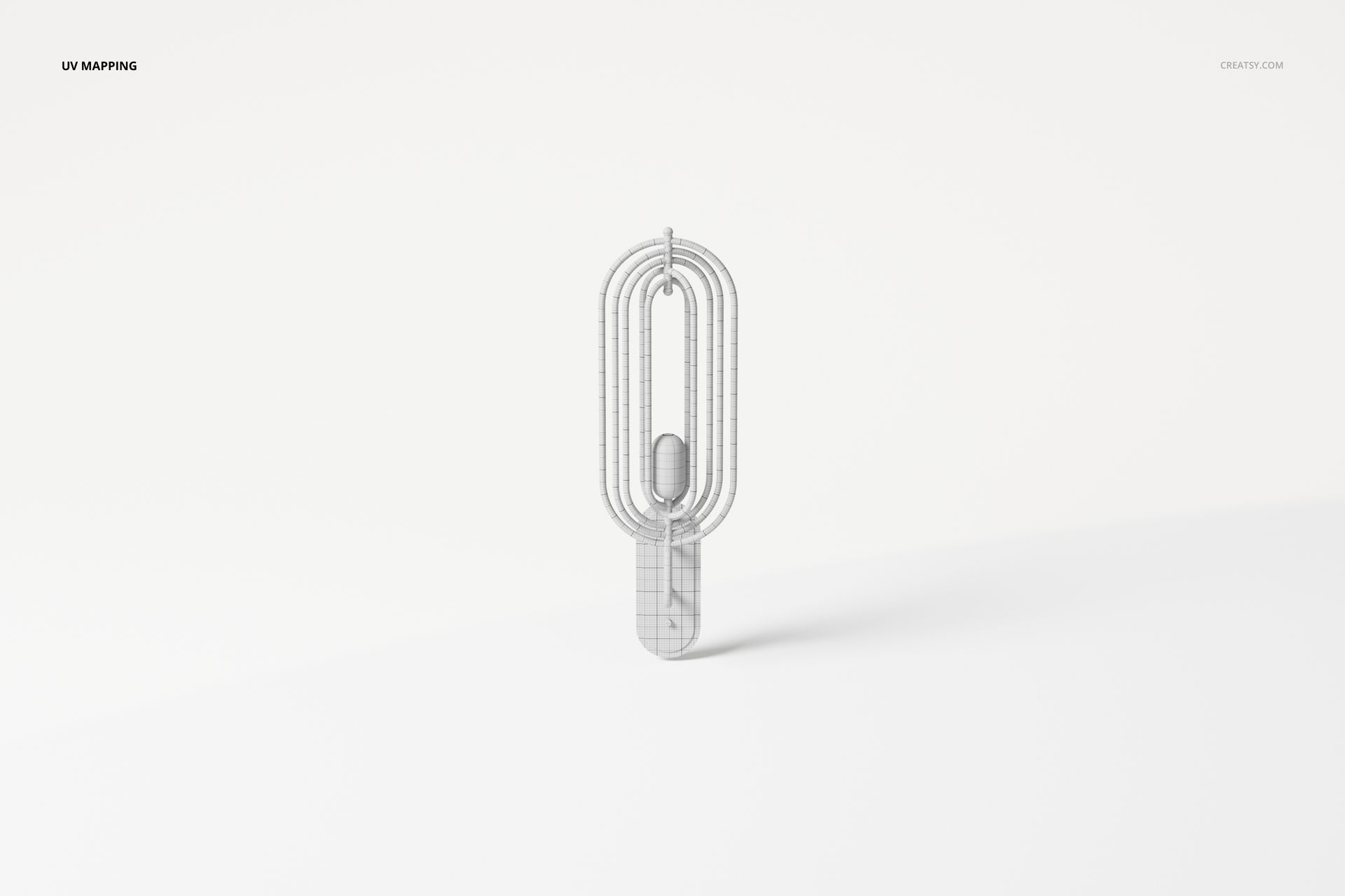 Front view of a 3D wireframe model of an Art Deco wall lamp with geometric oval shapes on a plain white background.