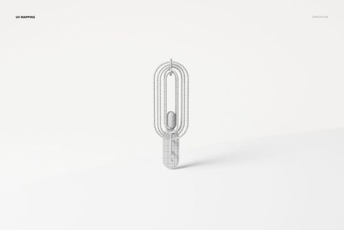 Front view of a 3D wireframe model of an Art Deco wall lamp with geometric oval shapes on a plain white background.