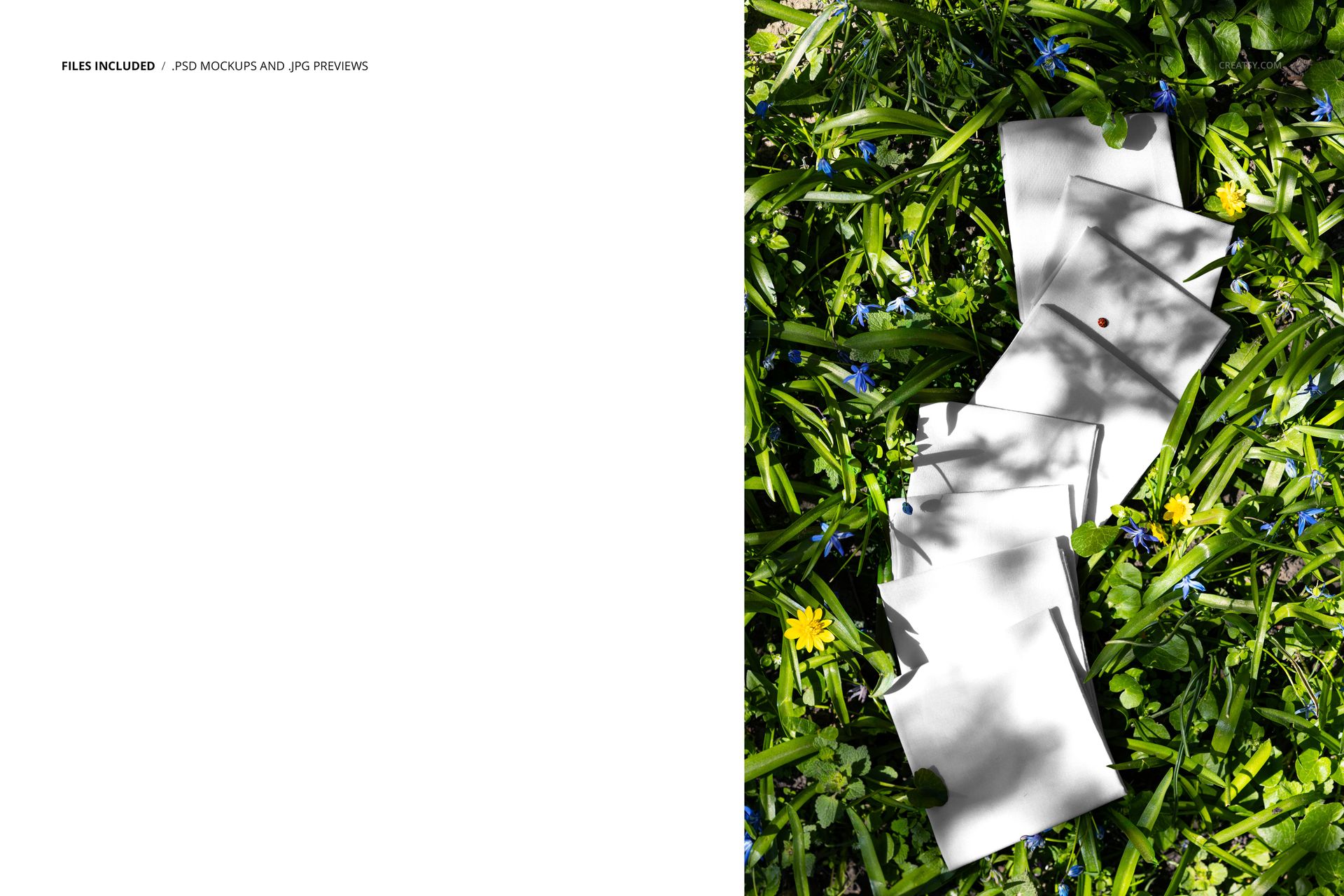 Stacked Fabrics on Lush Meadow Grass Mockup - mockup screenshot 2