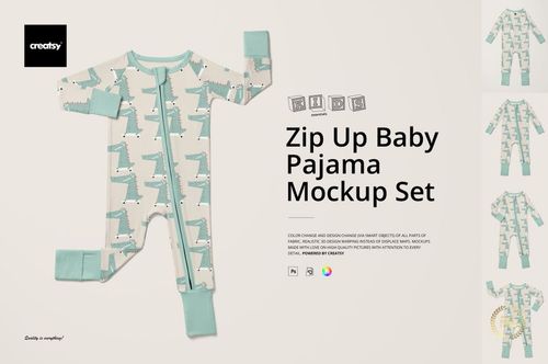 Zip Up Baby Pajama Mockup Set - mockup preview 1