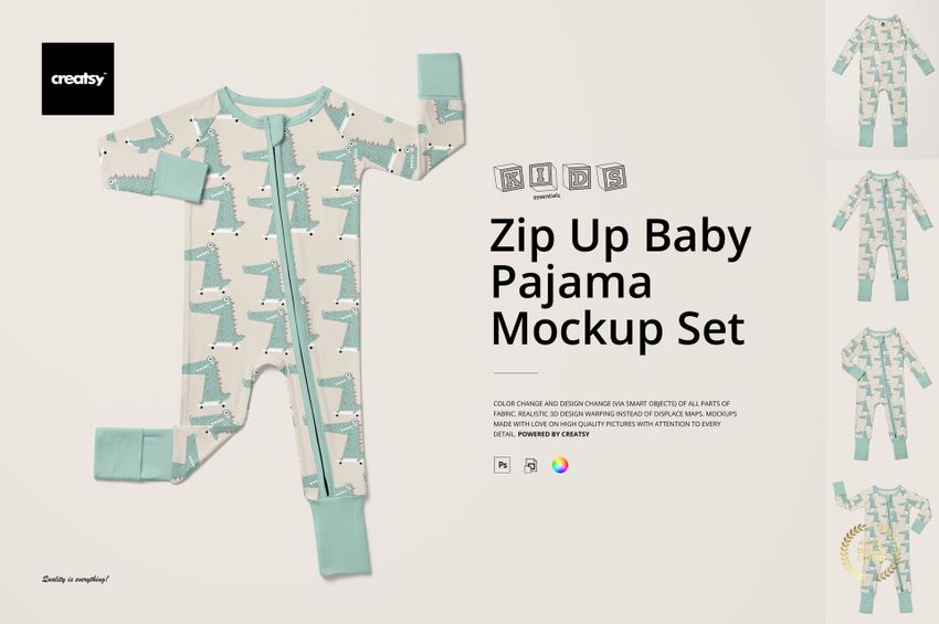 Zip Up Baby Pajama Mockup Set - mockup screenshot 1