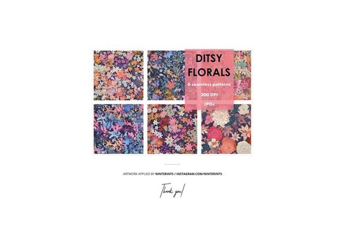 Six floral patterned scarf mockups displayed in a grid, featuring vibrant colors and intricate woven designs.