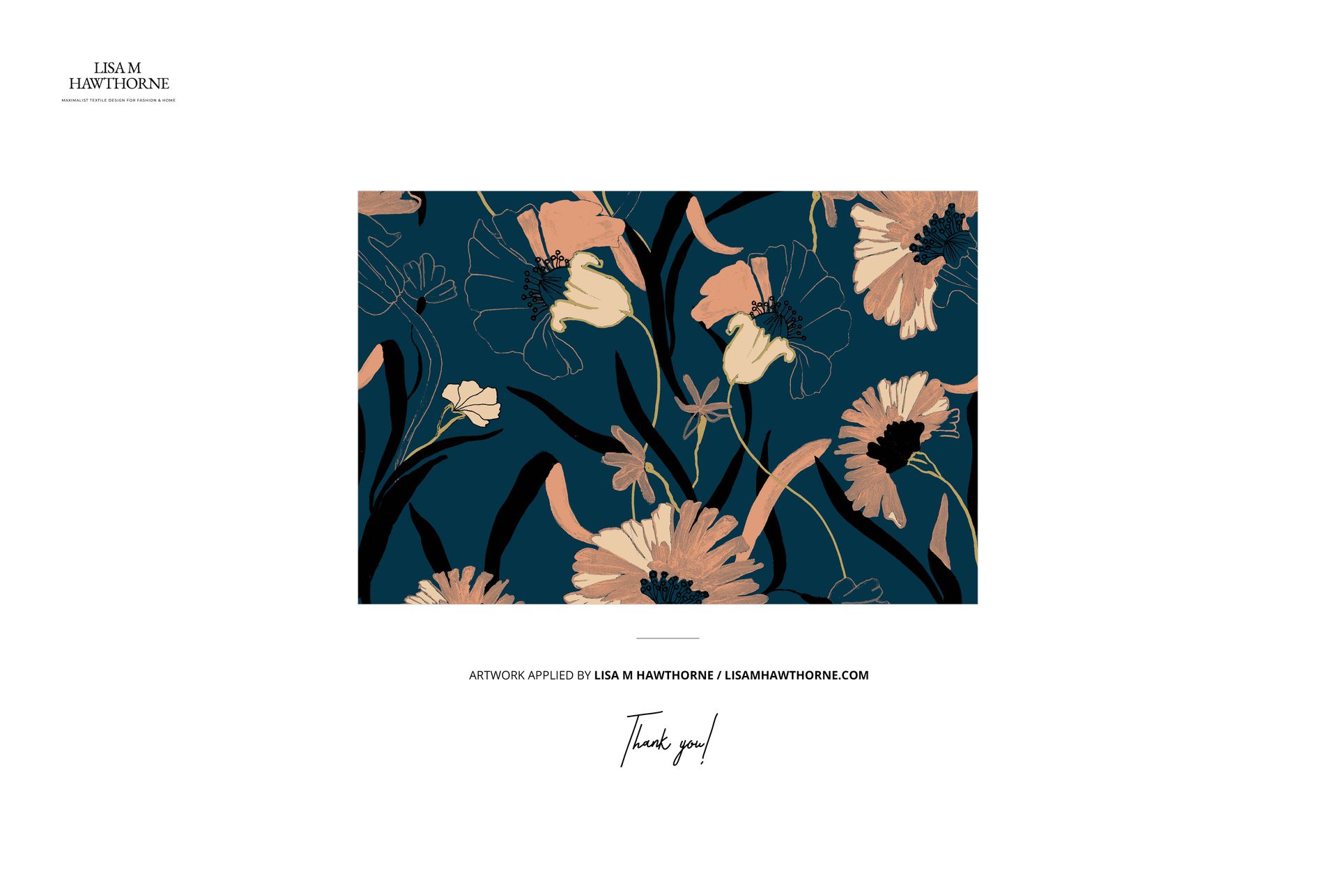 Microfiber comforter mockup featuring a rectangular comforter with a floral pattern in beige and peach on a dark blue background.