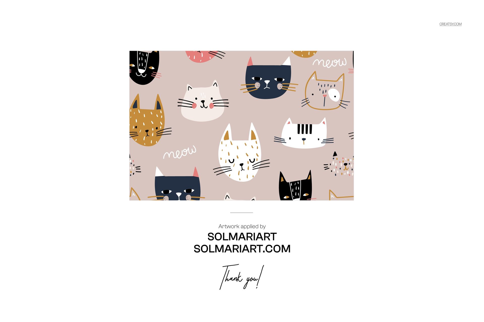 Front view of a baby sleepsuit mockup with a playful cat faces pattern in various colors on a light background.
