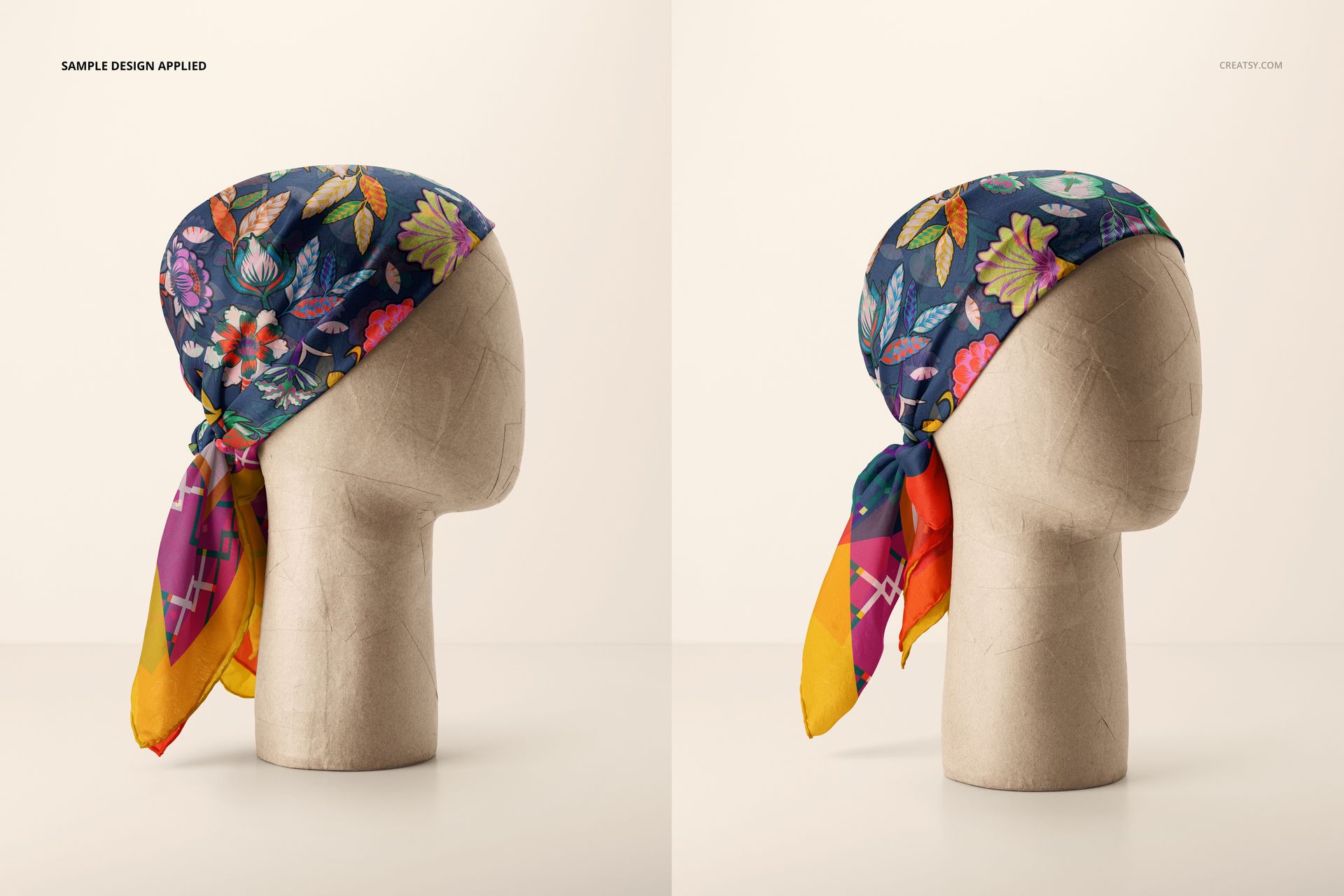 Habotai Silk Scarf on Mannequin Head Mockup Set - mockup screenshot 4