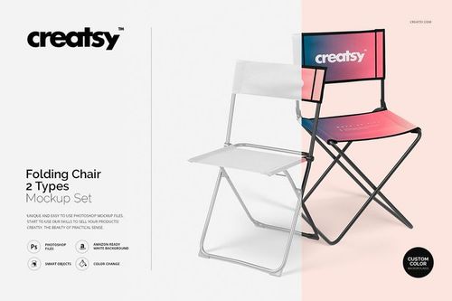 Folding Chair 2 Types Mockup Set - mockup preview 1
