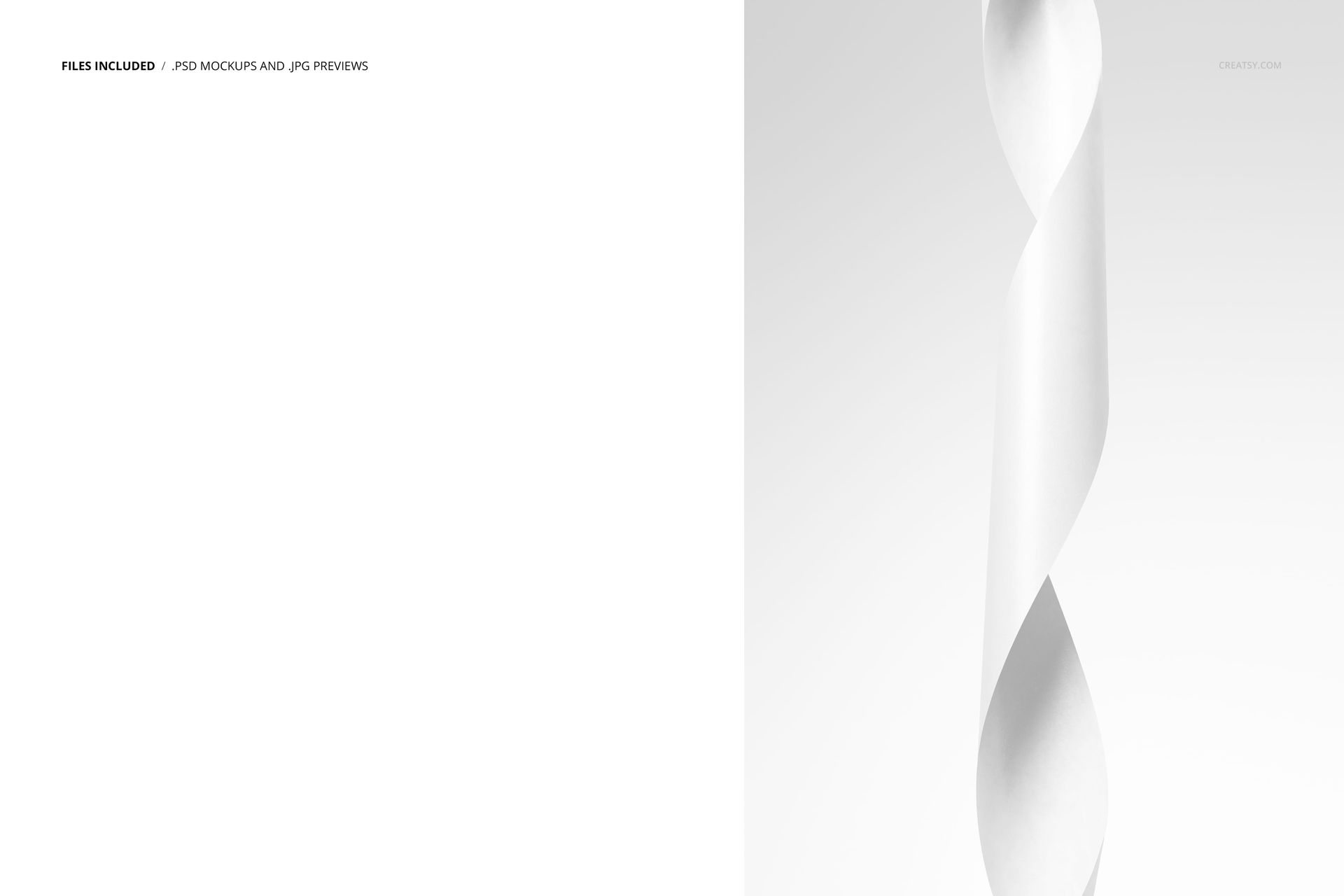 Twisted packaging tape mockup featuring a single white tape strip spiraling vertically on a plain light background.