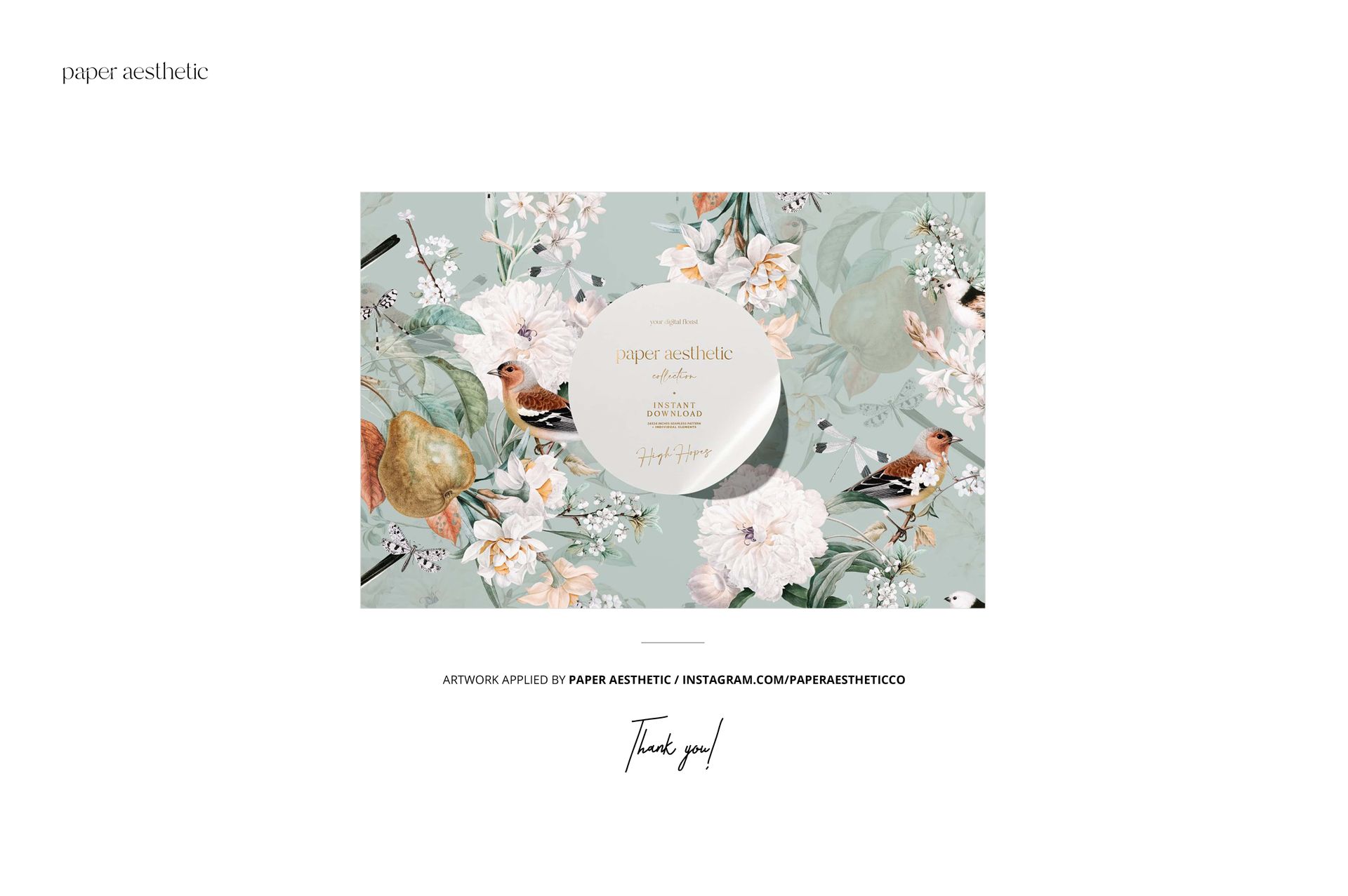 Chocolate bar packaging mockup featuring a floral and bird pattern on a soft green background, shown from a front view.