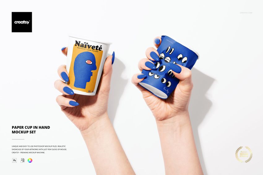 Paper Cup in Female Hands Mockup Set - mockup screenshot 1