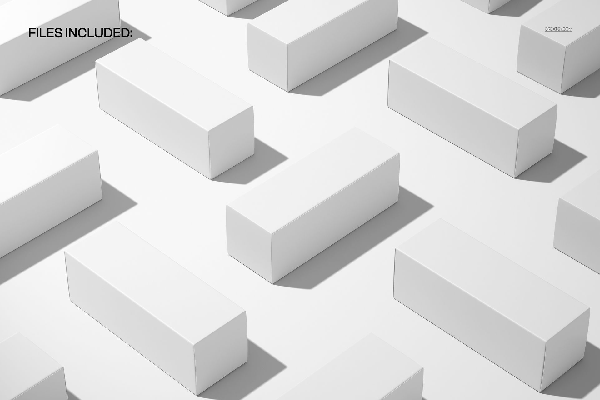 Isometric PSD mockup featuring several packaging boxes with clean lines and soft shadows on a white background.