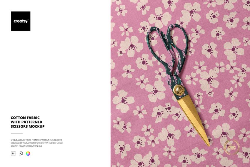 Cotton Fabric with Patterned Scissors Mockup - mockup screenshot 1