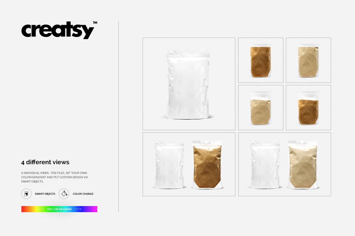 Set of zip lock plastic bag mockups with both transparent and non-transparent options, displayed in multiple perspectives.