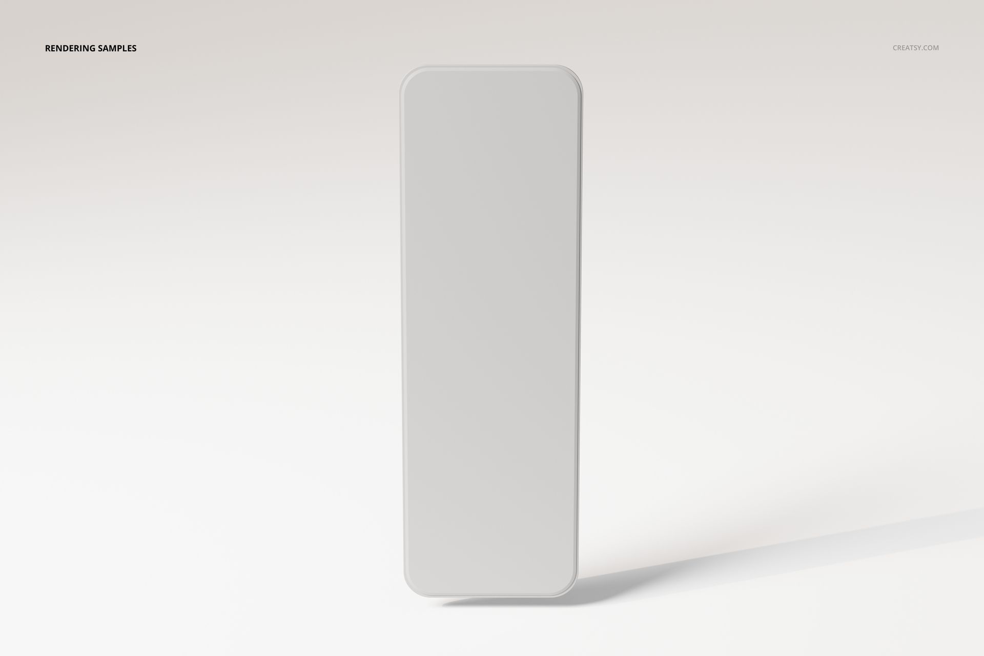 Rectangular wall mirror with rounded corners shown from a front angle against a plain light background.