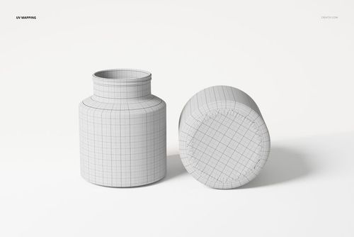 3D model of a jar vase with a cylindrical body and wide neck, shown in wireframe view on a plain white background.