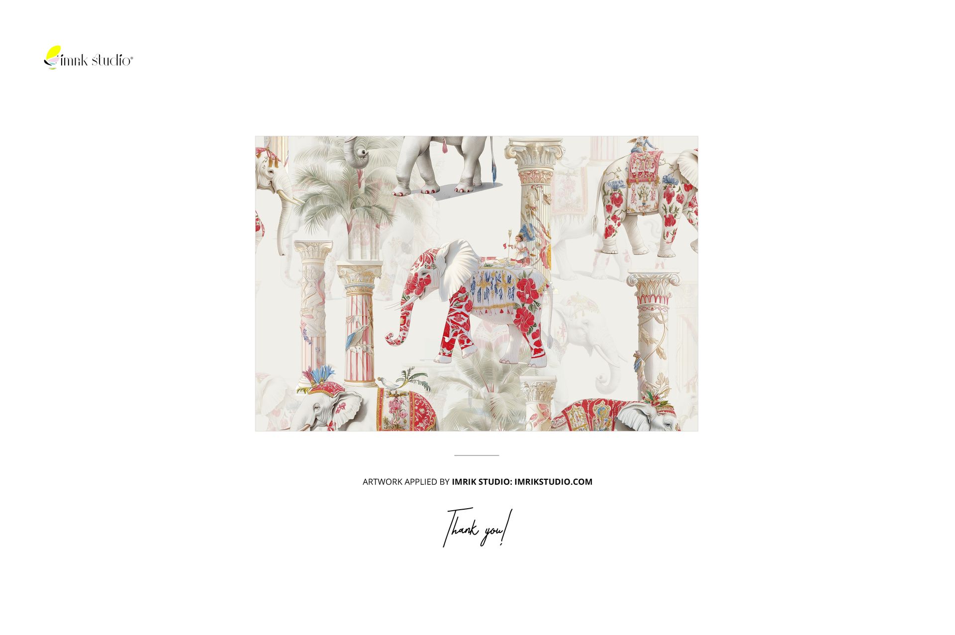 Patterned fabric with vibrant elephants and decorative pillars shown on a rustic windowsill, PSD mockup scene.