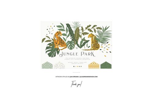 Jersey fabric mockup showing multiple folded textiles in various green and yellow designs, surrounded by sewing accessories.