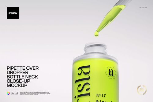 Pipette over Dropper Bottle Neck Close-Up Mockup - mockup preview 1