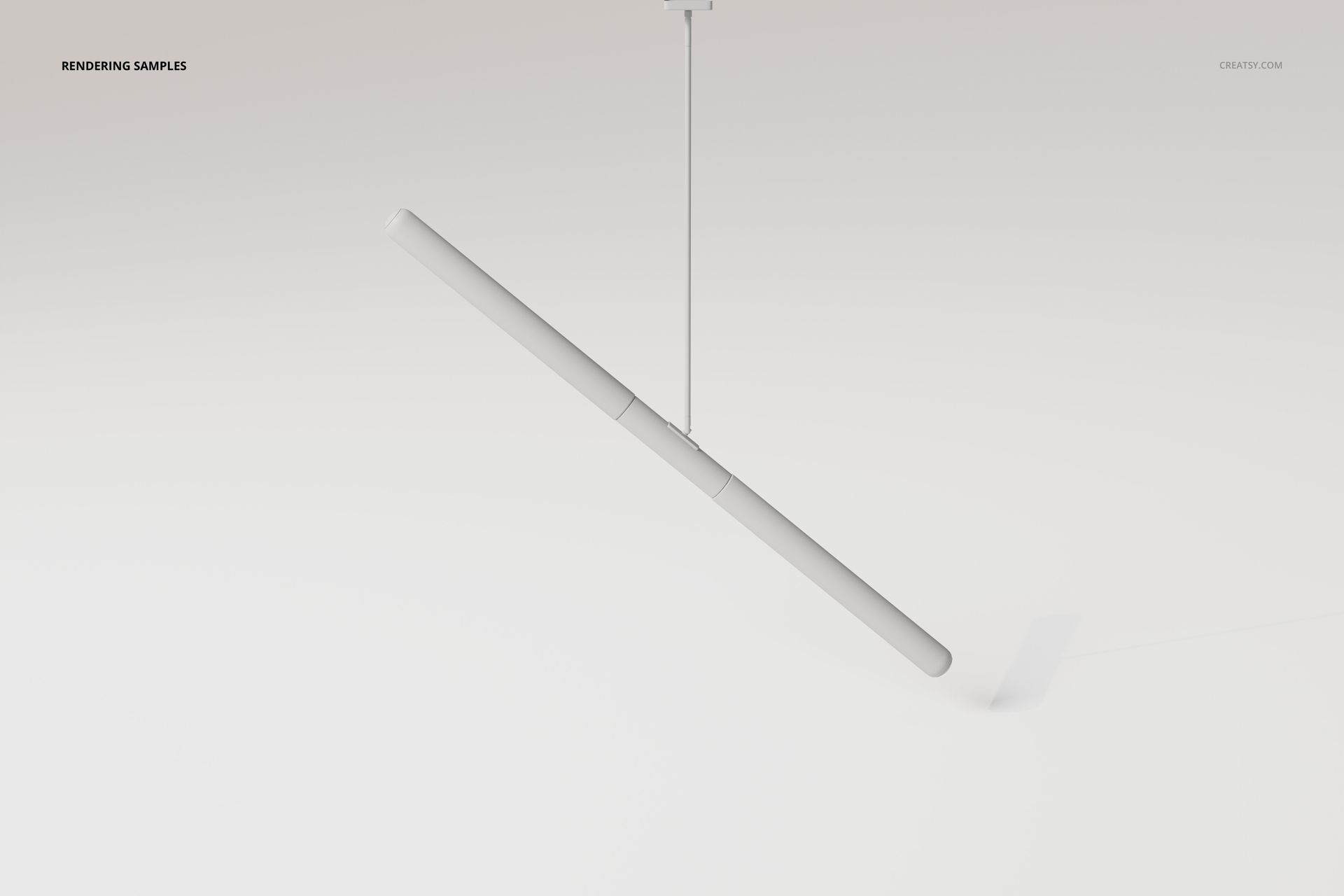 Minimalist industrial tube pendant lamp in matte white, shown at an angle against a plain light background.