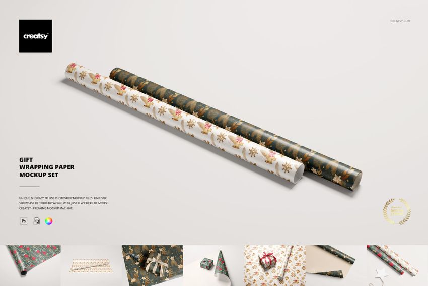 Gift Wrapping Paper Mockup Set - mockup screenshot 1