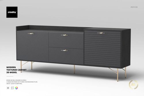 Modern Textured Cabinet 3D Model - mockup preview 1
