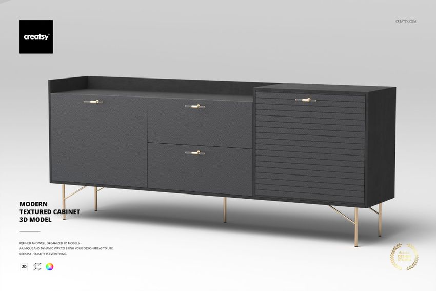 Modern Textured Cabinet 3D Model - mockup screenshot 1