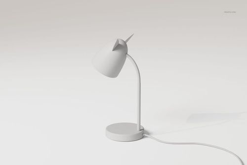 Minimalist kids desk lamp with cat ear details, shown in a side view on a plain white background.