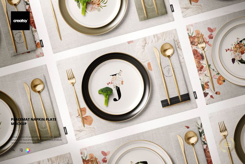 Placemat Napkin Plate Mockup - mockup screenshot 1