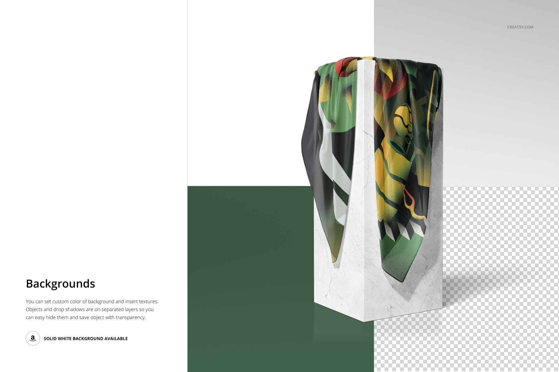 Silk Scarf Draped Over Pedestal Mockup Set - mockup screenshot 4