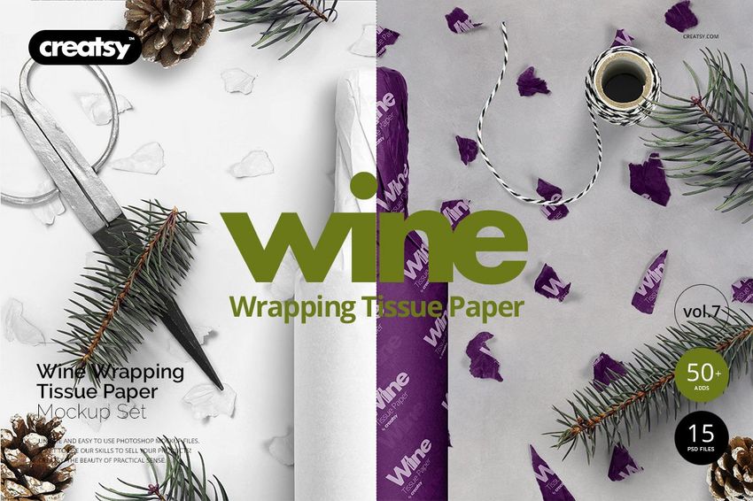 Wine Wrapping Tissue Paper Mockup Set - mockup screenshot 1