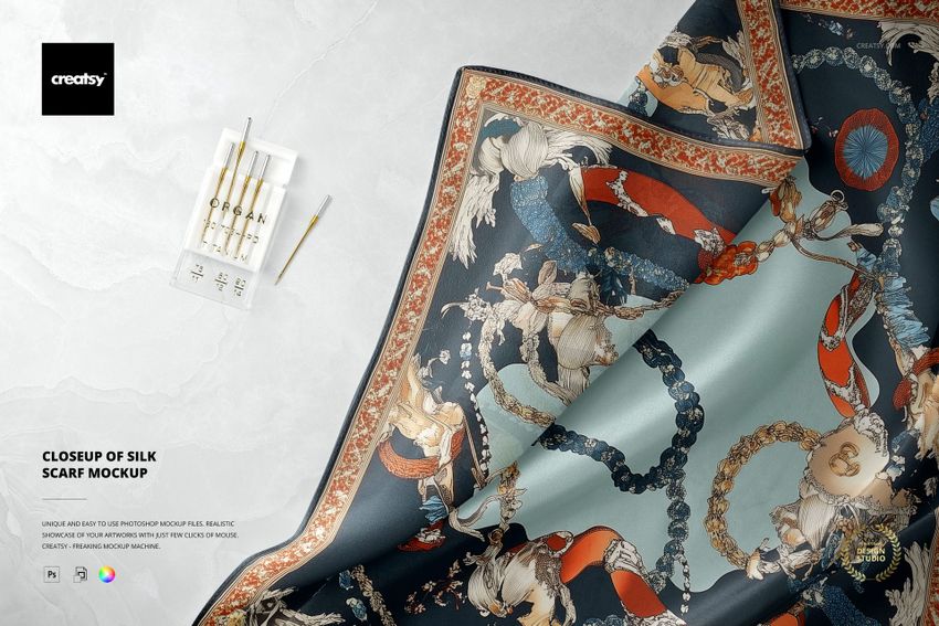 Closeup of Silk Scarf Mockup - mockup screenshot 1