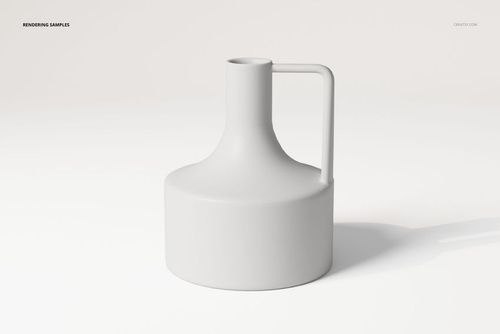Minimalist decorative pitcher vase with a cylindrical base and straight handle, shown in a front angled view on a light background.