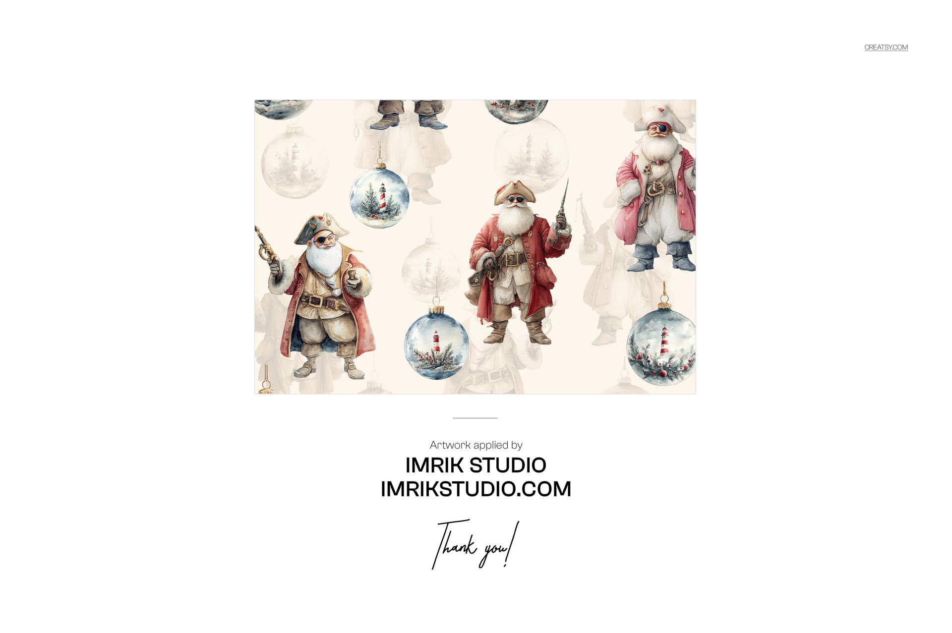 Christmas-themed velvet ribbon mockup featuring illustrated Santa figures in red and beige coats with festive ornaments.