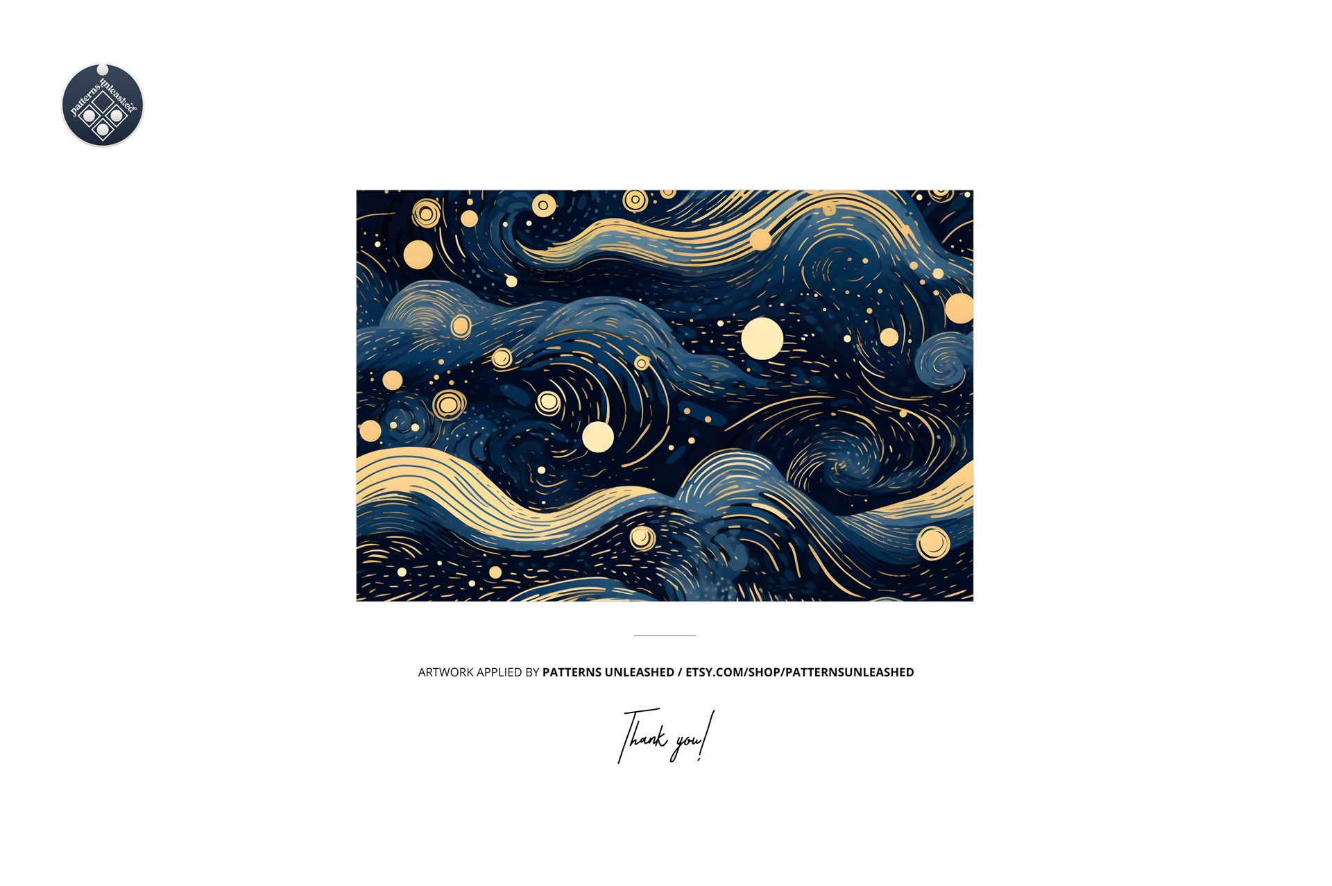 Rectangular velvet rug mockup featuring a marbled pattern in navy blue and gold tones, shown from a top view.