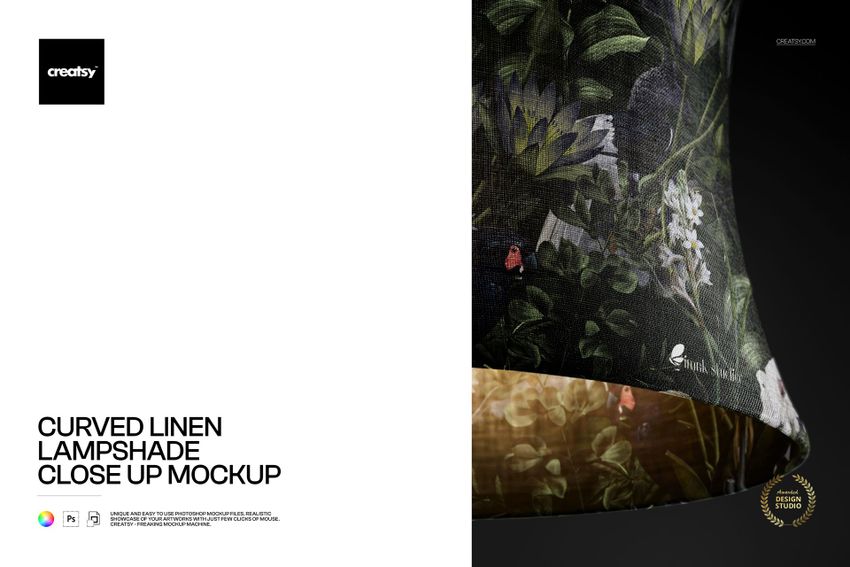 Curved Linen Lampshade Close Up Mockup - mockup screenshot 1