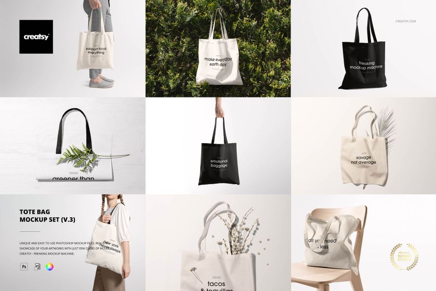 Tote Bag Mockup Set (v.3) - mockup screenshot 1