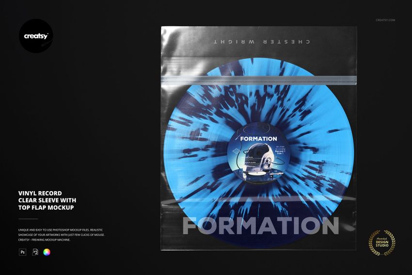 Vinyl Record Clear Sleeve with Top Flap Mockup - mockup screenshot 1