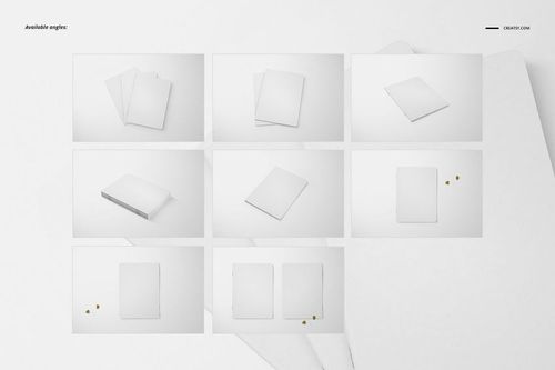 A5 classic notebook mockup set showing various angles of plain white notebooks on a light background.