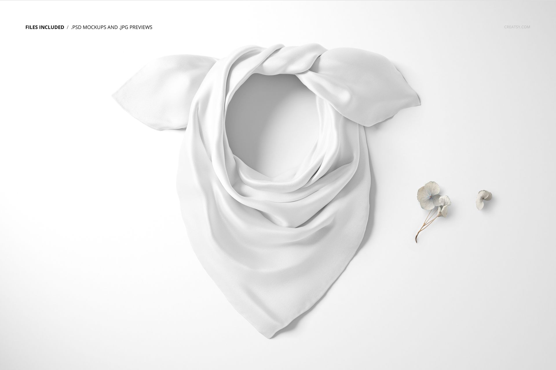Flowers and Wrapped Silk Scarf Mockup - mockup screenshot 2