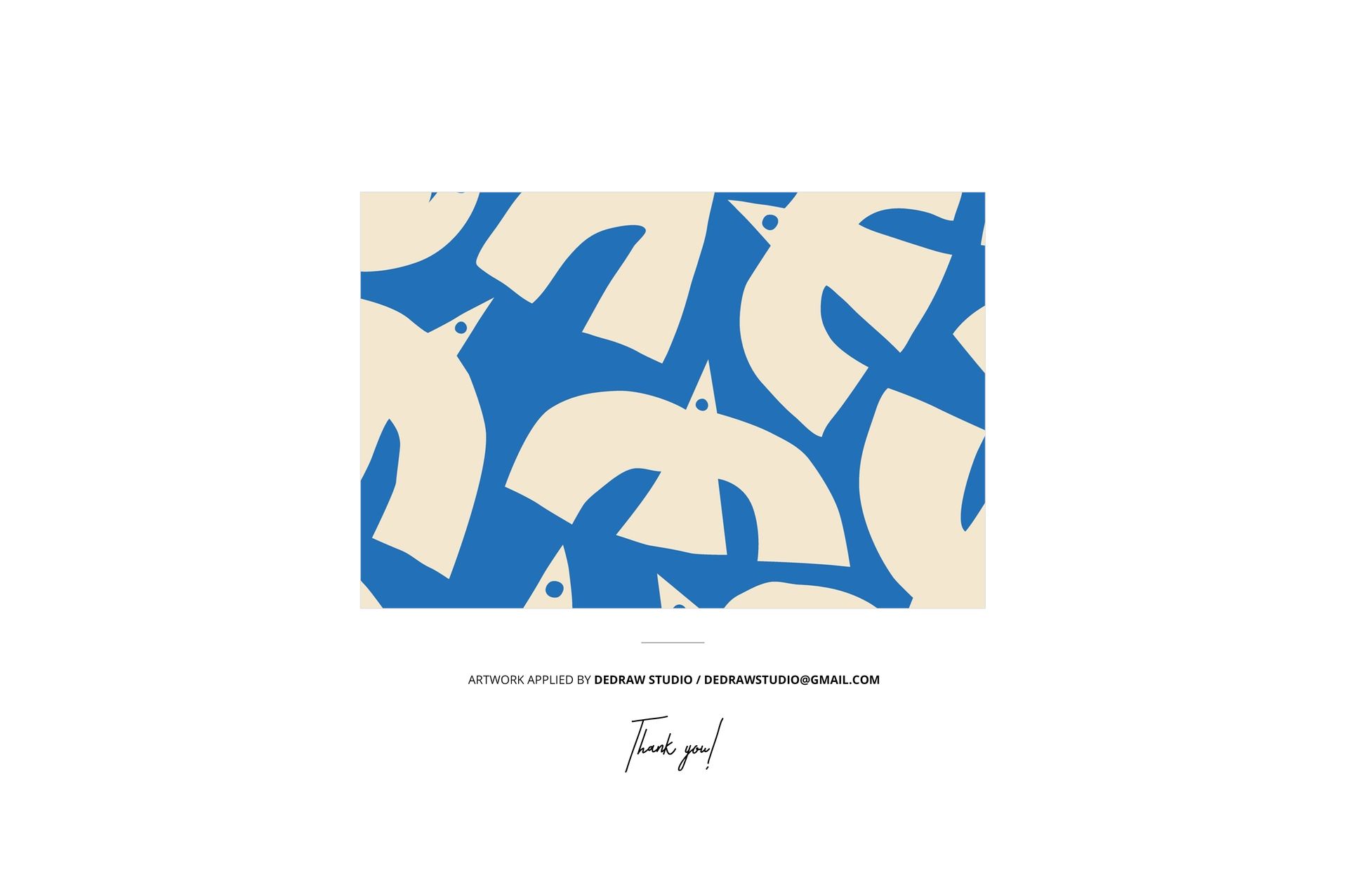 PSD mockup of a wrapped tissue paper package with cream shapes on a blue background, viewed from the front with minimal props.