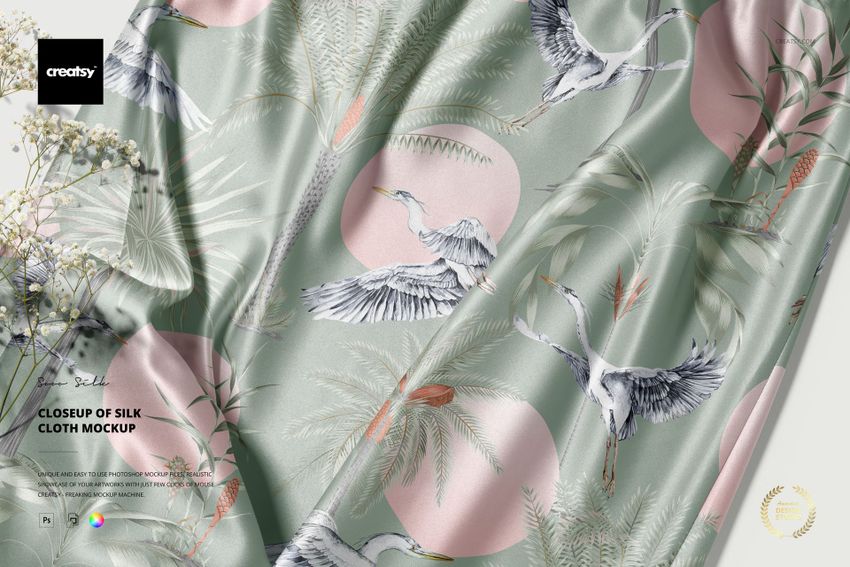 Closeup of Twisted Satin Silk Mockup - mockup screenshot 1