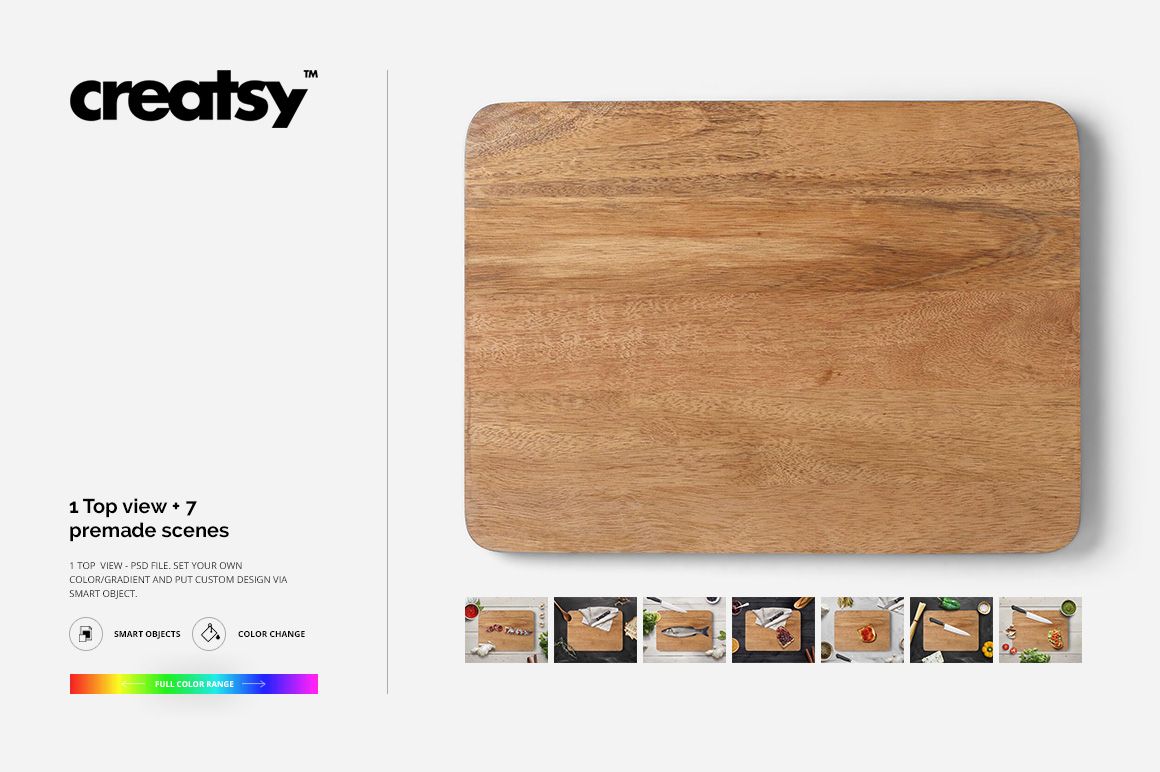 Top view of a rectangular engraved wooden board mockup on a plain white background, showing natural wood grain.