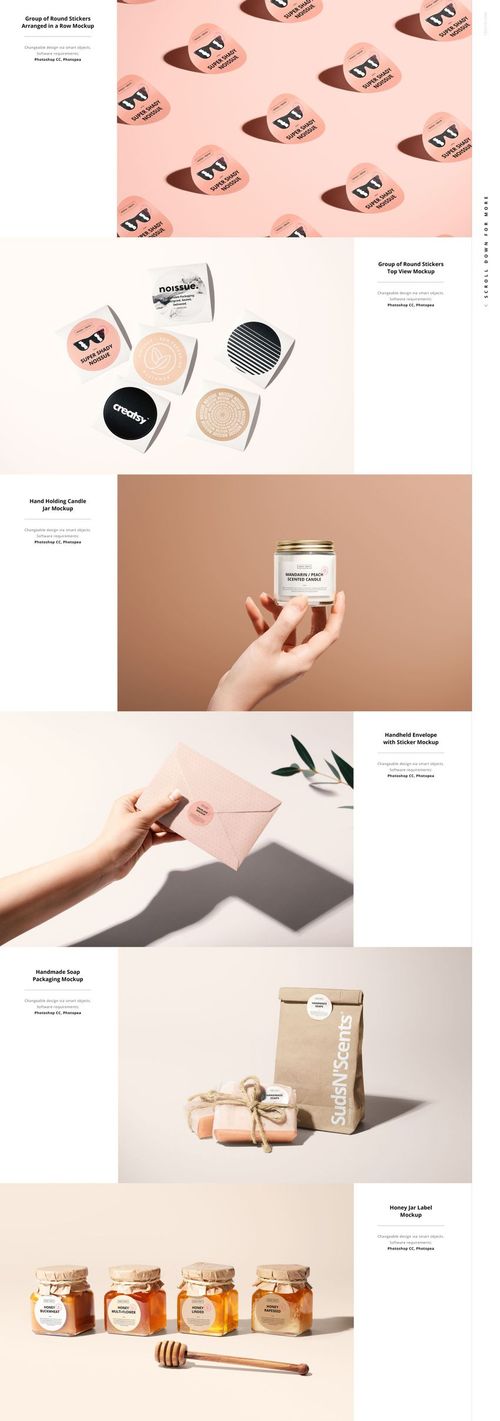 Round stickers with a minimalist design arranged on a light peach background, viewed from above in a mockup scene.