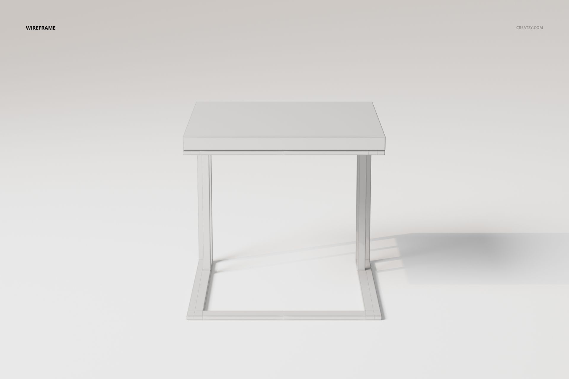 C-shaped side table with a minimalist design, shown in a front view against a plain white background.