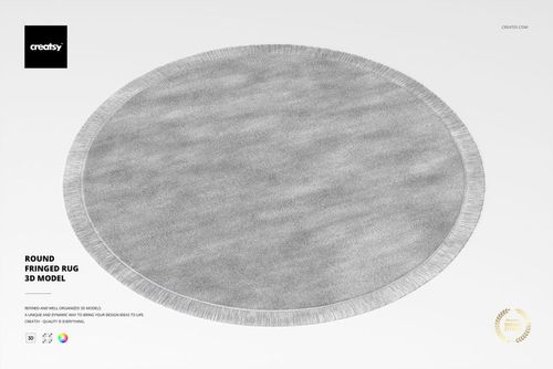 Round Fringed Rug 3D Model - mockup preview 1